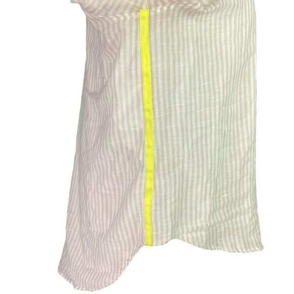 Sundry Evereve Top Women XL Beige White Striped Button Long Sleeve Oversized - Picture 6 of 9
